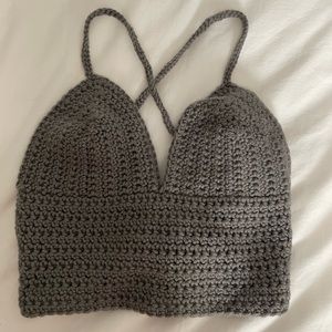 Grey crocheted top